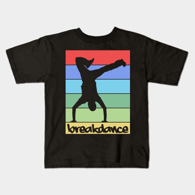 Retro Breakdancing B-Boy Dance Breakdance Kids T-Shirt by funkyteesfunny